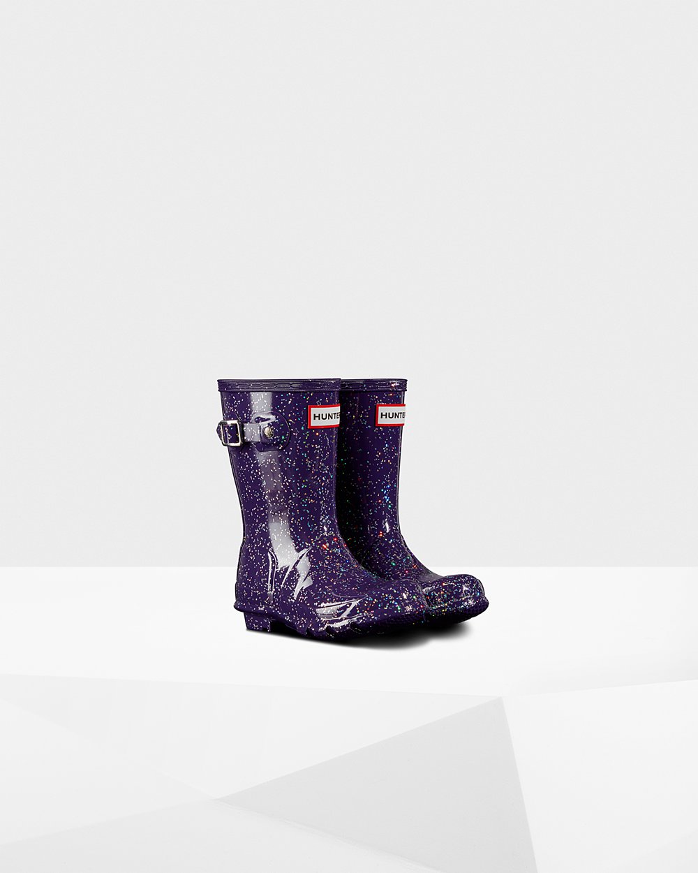 Kids Rain Boots - Hunter Original Little Giant Glitter (58ATEVLKU) - Blue Purple